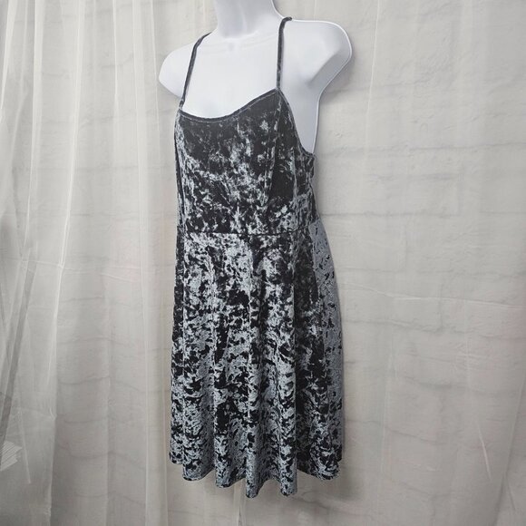 Forever 21 Green Gray Crushed Velvet Sleeveless Mini Dress Boho Fairy Goth 0X - Picture 5 of 9